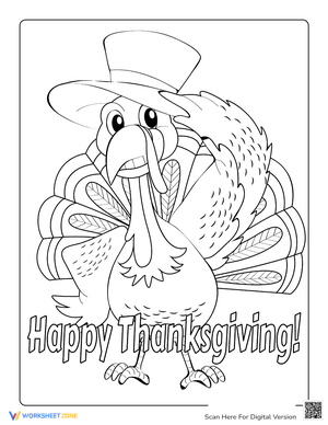 Happy Thanksgiving Turkey Wearing Hat