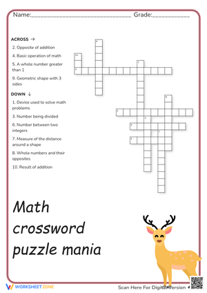 Math Crossword Puzzle Mania