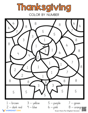 Thanksgiving Color by Number for Kids 1