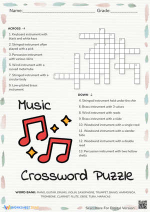 Music crossword puzzle