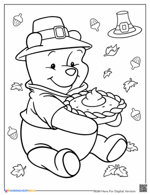 Winnie the Pooh Holding Thanksgiving Pie