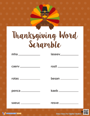 Printable Thanksgiving Word Scramble 2