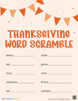 Printable Thanksgiving Word Scramble 4