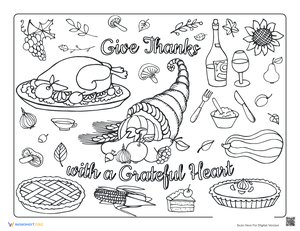 Give Thanks with a Grateful Heart Thanksgiving Coloring