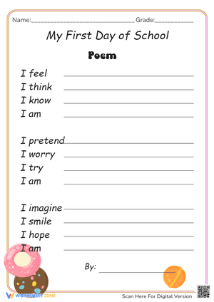 My First Day of School Poem