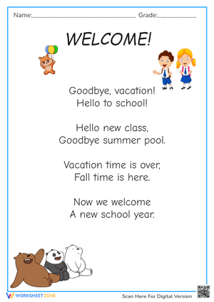 Welcome Back to School Poem