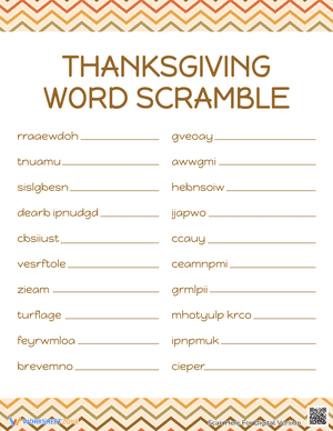Thanksgiving Word Scramble 6