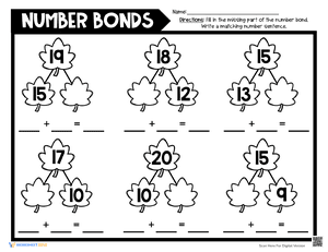Thanksgiving Math Number Bond 3