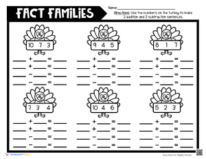Thanksgiving Math Fact Families 1