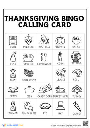 Thanksgiving Bingo Calling Card