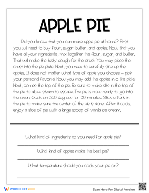 Thanksgiving Reading Apple Pie