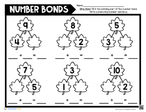 Thanksgiving Math Number Bond 1