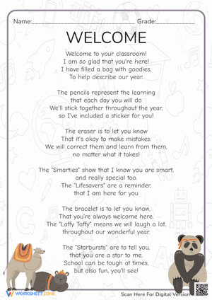 Welcome Back Poem for Back to School