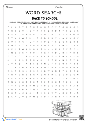 Word Search Back To School