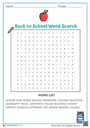 School Word Search Puzzle