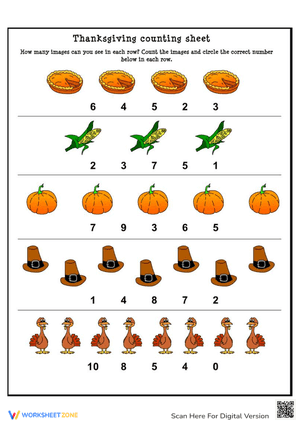 Thanksgiving Counting Sheet