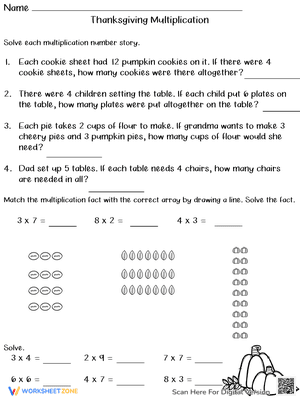 Thanksgiving Multiplication Worksheet 7