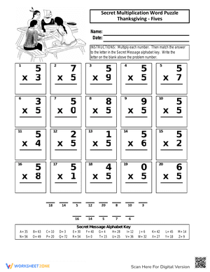 Thanksgiving Multiplication Word Puzzle 5