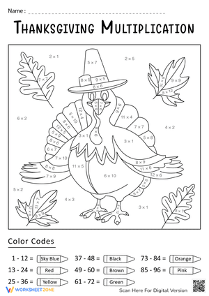 Thanksgiving Multiplication & Color