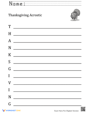 Thanksgiving Acrostic Poem 3