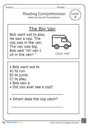 The Big Van Reading Comprehension