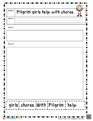 Thanksgiving Writing Worksheet for Cut, Glue, Write and Draw 1