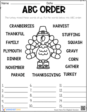 Thanksgiving word order