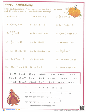Thanksgiving Equations Puzzle