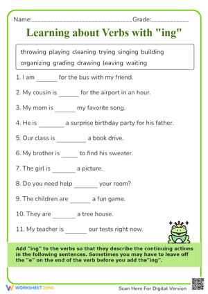 Verbs with "-ing"