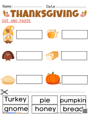 Label the Thanksgiving words