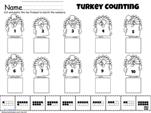 Cut and Paste 1 to 10 Turkeys