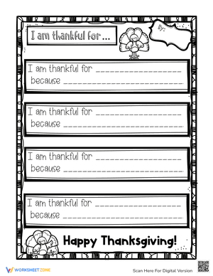 Thanksgiving Worksheet - I am thankful