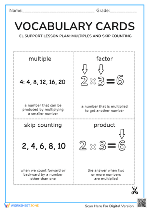 Vocabulary Cards: Multiples and Skip Counting