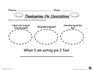 Thanksgiving Pie Adjectives Practice