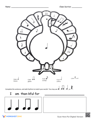 Thanksgiving Music Worksheet