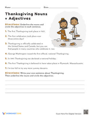 Thanksgiving Nouns and Adjectives 3