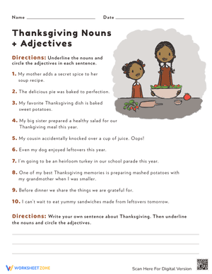 Thanksgiving Nouns and Adjectives 2