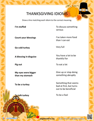 Thanksgiving Speech Worksheet
