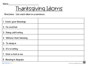 Thanksgiving Idioms Speech