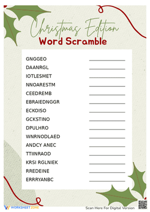 Christmas Edition Word Scramble-Medium