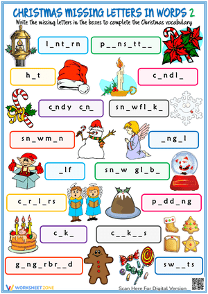 CHRISTMAS MISSING LETTERS IN WORDS 2