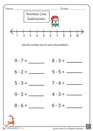 Subtraction practice pages, subtraction lines and word math