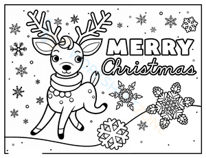 Merry Christmas Reindeer Coloring