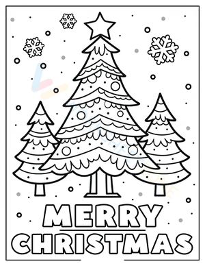 Merry Christmas Tree Coloring Page