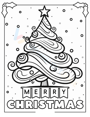 Whimsical Merry Christmas Tree Coloring