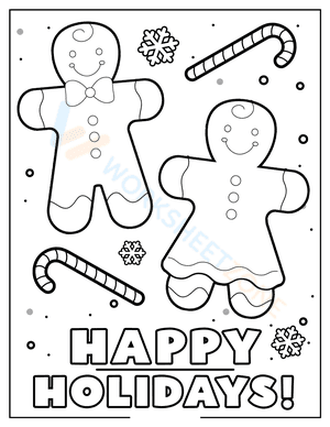 Happy Holidays Gingerbread Man Coloring