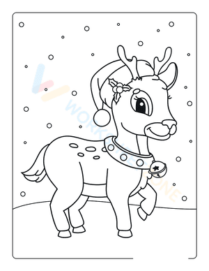 Reindeer Christmas Coloring Page