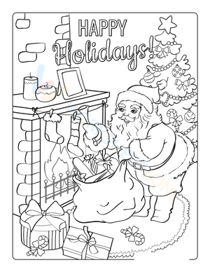Happy Holidays Christmas Eve Coloring