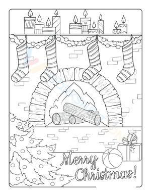 Christmas Fireside Coloring Page