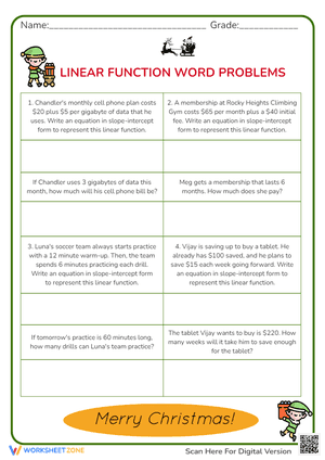 Linear Function Word Problems